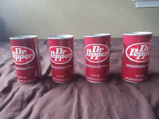 4 Pc Vintage 1970s? Dr.  Pepper Straight Steel Pull Top Cans Chicago Illinois