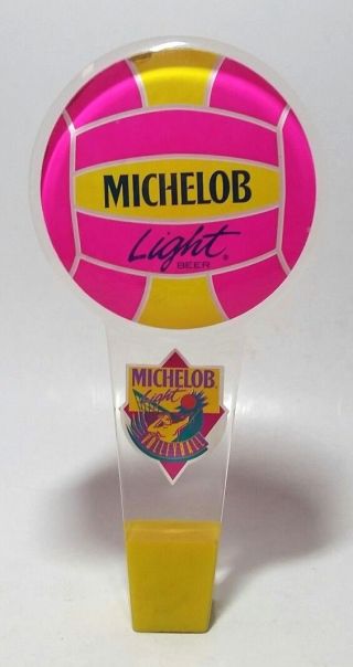 Michelob Light Beer Tap Double Sided Beach Volleyball Keg Pull Handle 6.  75 " Pink