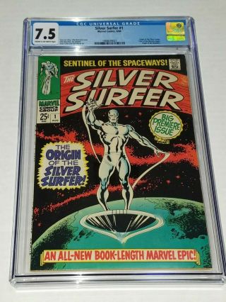 Silver Surfer 1 Cgc 7.  5 Vf - Marvel 1968 Origin Of The Silver Surfer,  Watchers