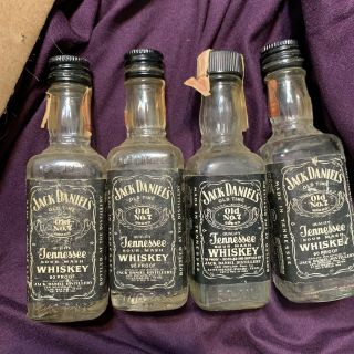 Four Rare Vintage Antique Jack Daniels No.  7 Mini Airplane Bottles Black Label