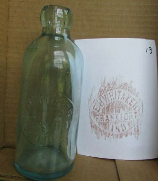 Vintage Aqua Blob Top Bottle - E.  H.  Whitaker - Frankfort,  Ind.  (13)