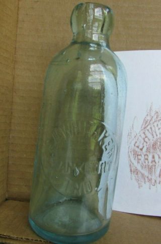 Vintage Aqua Blob Top bottle - E.  H.  WHITAKER - FRANKFORT,  IND.  (13) 2