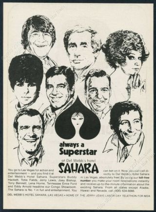 1976 Tony Bennett Totie Fields Jerry Lewis The Sahara Hotel Casino Las Vegas Ad