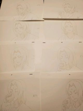 Naruto Japanese Anime Production Genga Set Tsunade (not Cel) 10 Pages