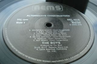 The Boys Alternative Chartbusters 1ST PRESS EX/EX,  PLAYS EX INNER 1978 UK LP 2