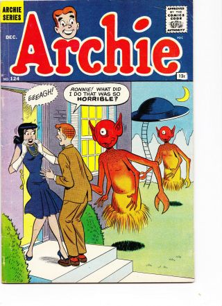 Archie 124 1961 Vg - Fine A Classic Aliens/flying Saucer Sci - Fi Cover