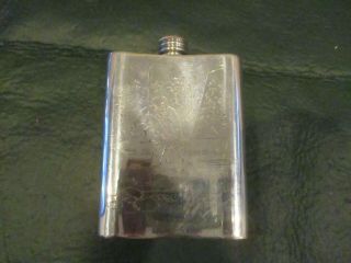 Vintage Concord Sheffield England Etched Fly Fishing Metal Hip Flask