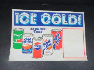 Vintage Diet Pepsi Mountain Dew 12oz.  Cans Cola Soda Promo Ad Sticker Decal