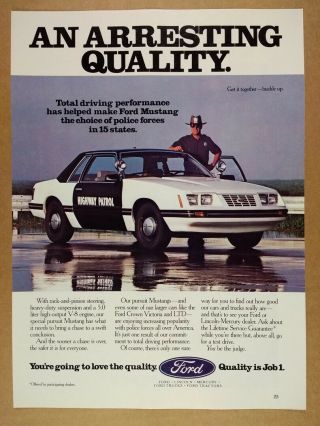 1984 Ford Mustang Ssp Highway Patrol Car Photo Vintage Print Ad