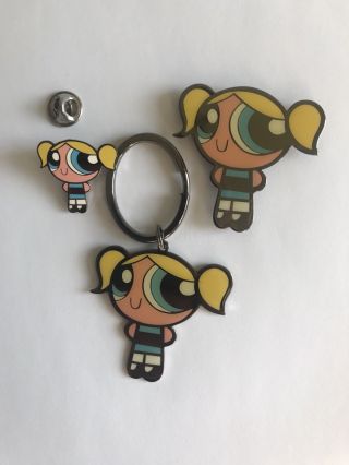 Powerpuff Girls - Bubbles - Keychain,  Magnet & Lapel Pin Set Don 