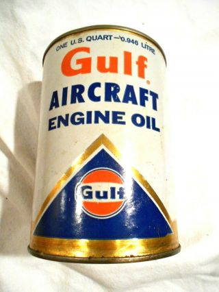 Vintage Gulf Aircraft Engine 1QT Oil Can - Full - Composite 2