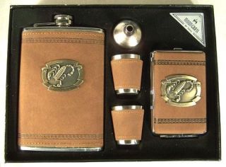Cigarette Case Flask And Shot Glass Set With Scorpion Drink Gift Set