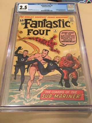 Fantastic Four 4 Cgc 2.  5 First Silver Age Appearance Of Sub - Mariner