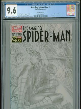 2014 Marvel Spider - Man 1 Alex Ross 1:300 Sketch Variant Cgc 9.  6 Box13