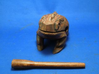 Dark Wood Hand Carved Wooden Frog Musical Croaking Instrument Block 2