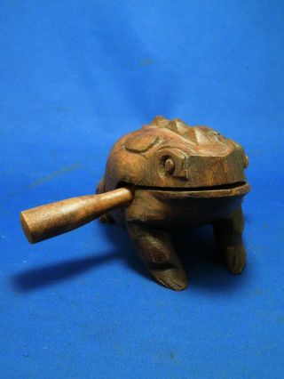 Dark Wood Hand Carved Wooden Frog Musical Croaking Instrument Block 3