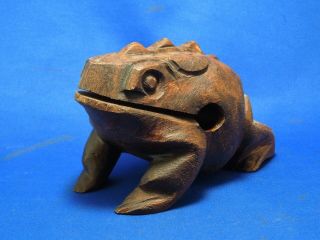 Dark Wood Hand Carved Wooden Frog Musical Croaking Instrument Block 4