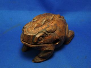 Dark Wood Hand Carved Wooden Frog Musical Croaking Instrument Block 5