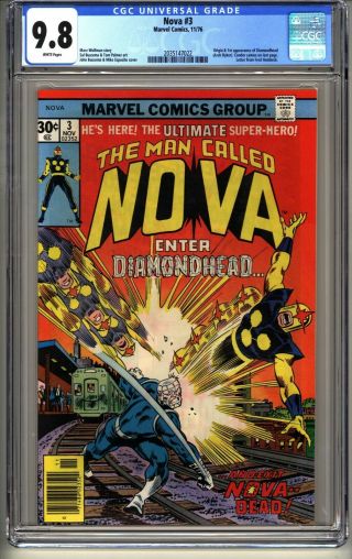 Nova 3 Cgc 9.  8 Wp Nm/mt Marvel Comics 11/76 Origin & 1st App Diamondhead