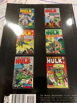 Marvel Masterworks The Incredible Hulk Vol.  1 2009 Paperback $24.  99 Stan Lee 2