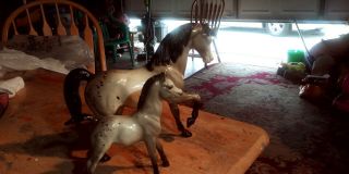 A Set Of Vintage Breyer Spotted Grey Horse And Foal