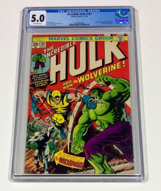 HULK 181 CGC 5.  0 MEGA KEY (1st Wolverine,  see my X - Men) 1974 Marvel 3