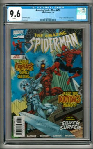 Spider - Man 430 (1998) Cgc 9.  6 White Pages " Carnage - Silver Surfer "