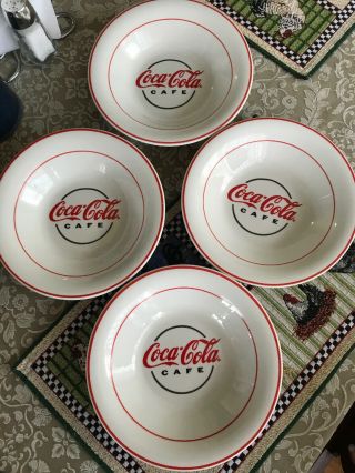 Set Of 4 Gibson Coca Cola Cafe China Bowls Serving Dishes Soup Cereal 1999 9 " R