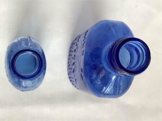 2 Antique Cobalt Blue Glass Phillips Milk of Magnesia Bottles 5