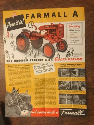 T Vintage International Harvester Mccormick - Deering Farmall A Tractor Poster