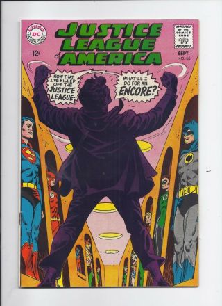 Justice League Of America 65 - Glossy Vf/nm,  - 1968 - 50 Off Opg B.  I.  N.