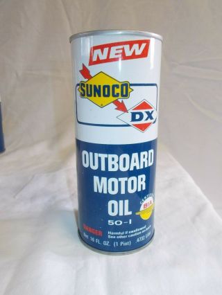 Vintage Sunoco Dx Outboard & 2 - Cycle Motor Oil In 1 - Pt Can