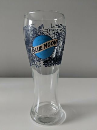 Vtg Blue Moon Beer Drinking Glass 16oz Denver,  Co.  " Belgian Style Wheat