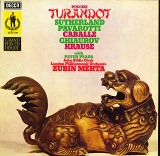 3lp Box Puccini Turandot Sutherland Pavarotti Caballe Mehta Decca $4 Ww