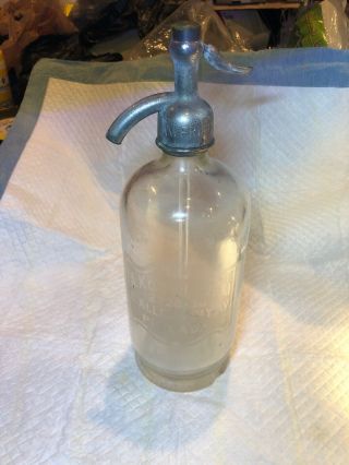 Vintage A.  Kozuhowski Glass Soda Syphon Seltzer Bottle Philadelphia,  Pa W/bb Hole
