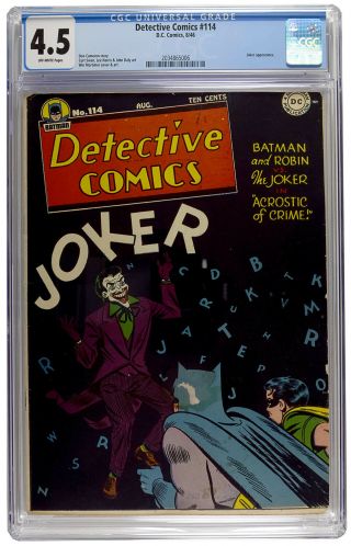 Detective Comics 114 Cgc 4.  5 Ow (1946) Joker Cover And App