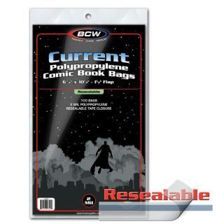 1 Case Of 1000 Bcw Resealable Current 6 7/8 " Comic Book Storage Bags Sleeves