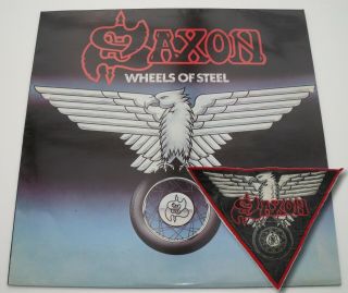 Saxon Wheels Of Steel Vinyl Record Lp 1980 With Sew On Patch