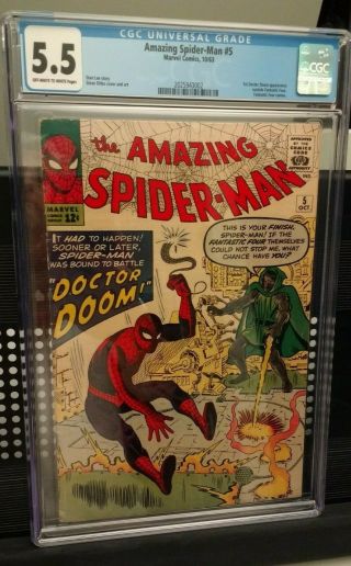 Spider - Man 5 (1963) / Cgc 5.  5 (pressed) - 1st Doctor Doom App Outside Ff