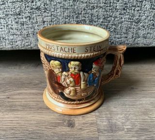 Vintage Ceramic German Mustache Beer Stein Mug - Shaving Cup - Lager/ Cider
