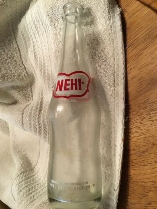 Vintage Nehi Clear Glass 10 Oz Soda Bottle W/ Painted Label