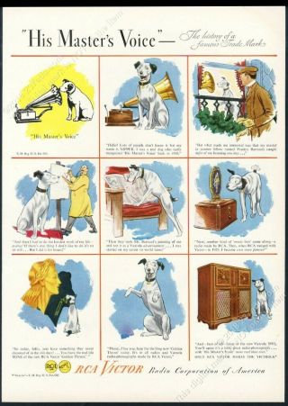 1946 Nipper Dog Origin Story Art Rca Victor Victrola Phonograph Vintage Print Ad