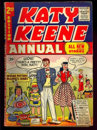 Katy Keene Annual 2 Pin - Up Golden Age Archie Giant Comic 1955 Vg
