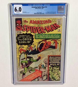 Spider - Man 14 Cgc 6.  0 Key White Pages (1st Green Goblin) 1964 Marvel