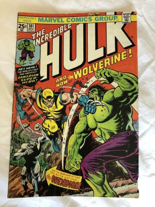Incredible Hulk 181 First Appearance Of Wolverine.  Major Key.  G - Vg Stamp Missing
