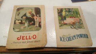 2 Antique Jell - O Ice Cream Powder Advertising Hang Tag Booklets