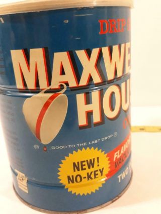 Vintage Maxwell House Coffee Can Tin w/ Lid 2 pound Tin Drip Grind No Key 3