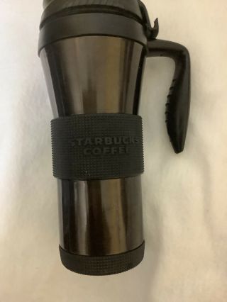 Starbucks Stainless Steel Travel Mug With Lid Rubber Handle Cup 2009 16oz Brown