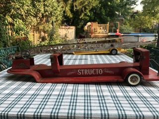 Vintage Structo Hook And Ladder Fire Truck Trailer Fire Engine Part For Restore