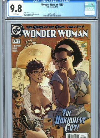 Wonder Woman 190 Cgc 9.  8 White Pages Adam Hughes Cover Dc Comics 2003